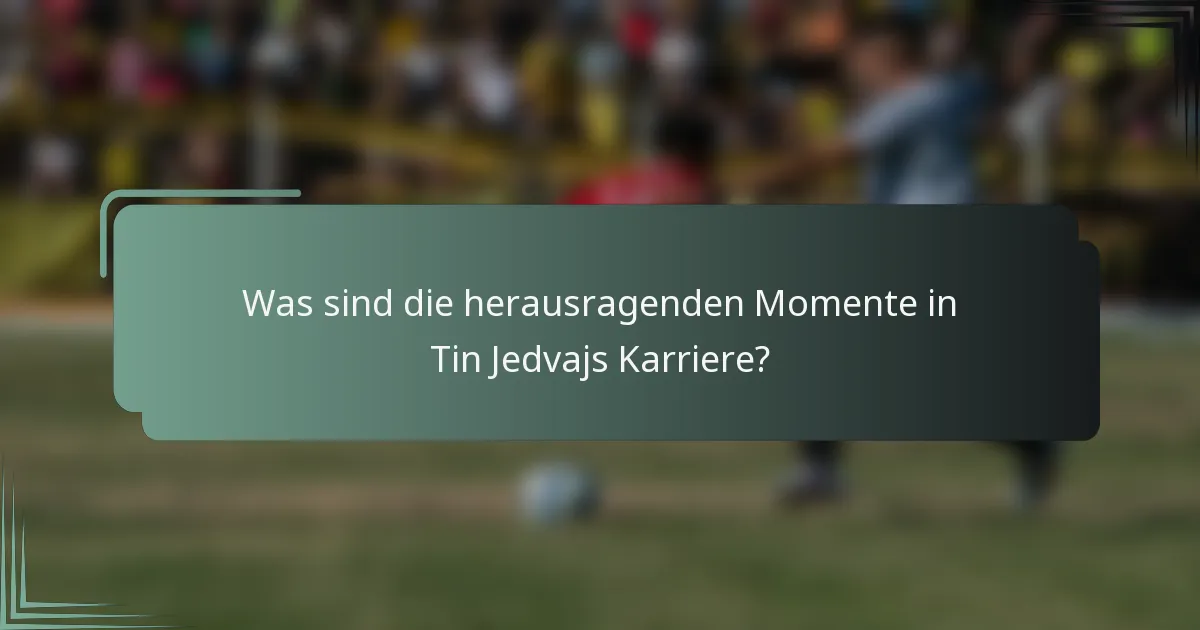 Was sind die herausragenden Momente in Tin Jedvajs Karriere?