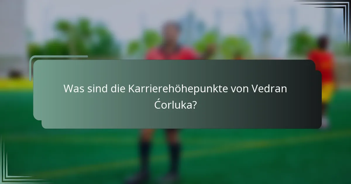 Was sind die Karrierehöhepunkte von Vedran Ćorluka?