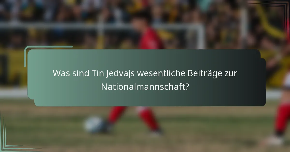 Was sind Tin Jedvajs wesentliche Beiträge zur Nationalmannschaft?