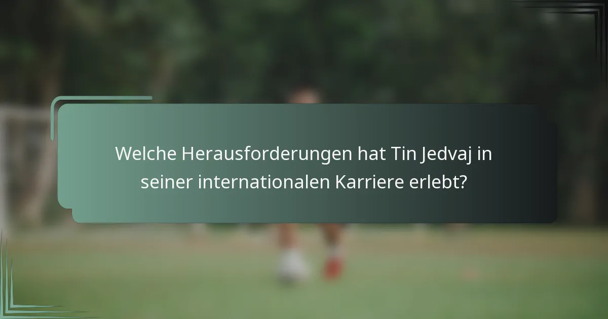 Welche Herausforderungen hat Tin Jedvaj in seiner internationalen Karriere erlebt?