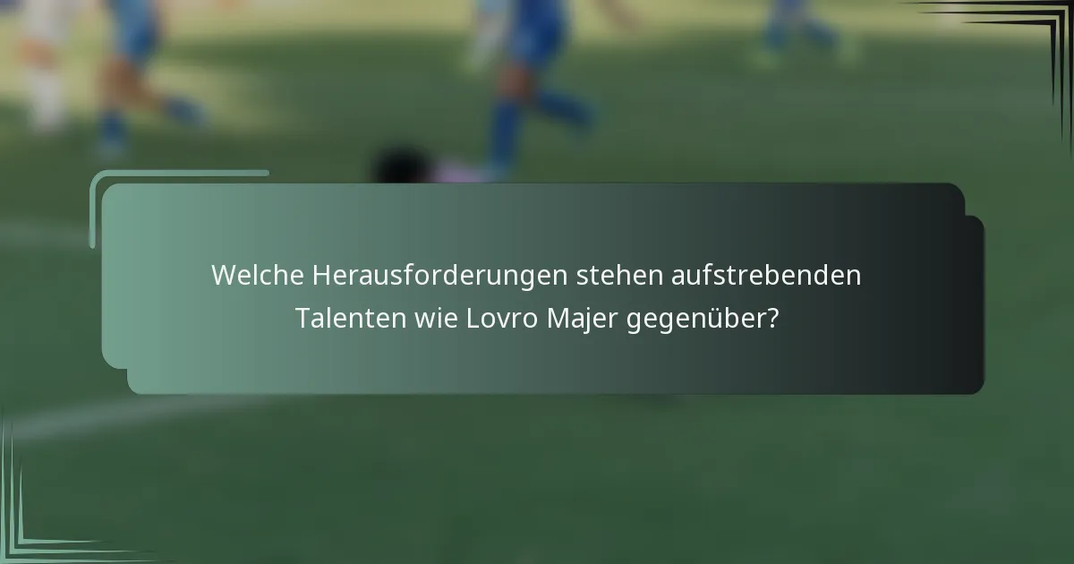 Welche Herausforderungen stehen aufstrebenden Talenten wie Lovro Majer gegenüber?