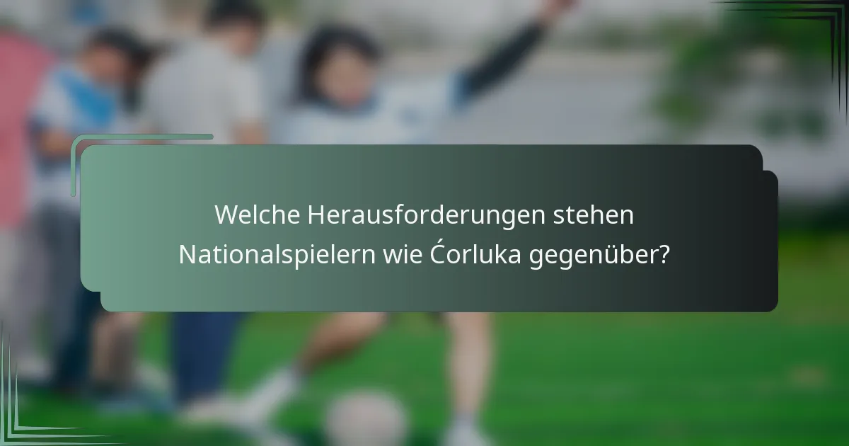 Welche Herausforderungen stehen Nationalspielern wie Ćorluka gegenüber?