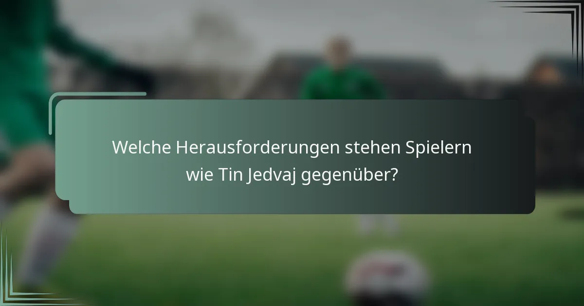 Welche Herausforderungen stehen Spielern wie Tin Jedvaj gegenüber?