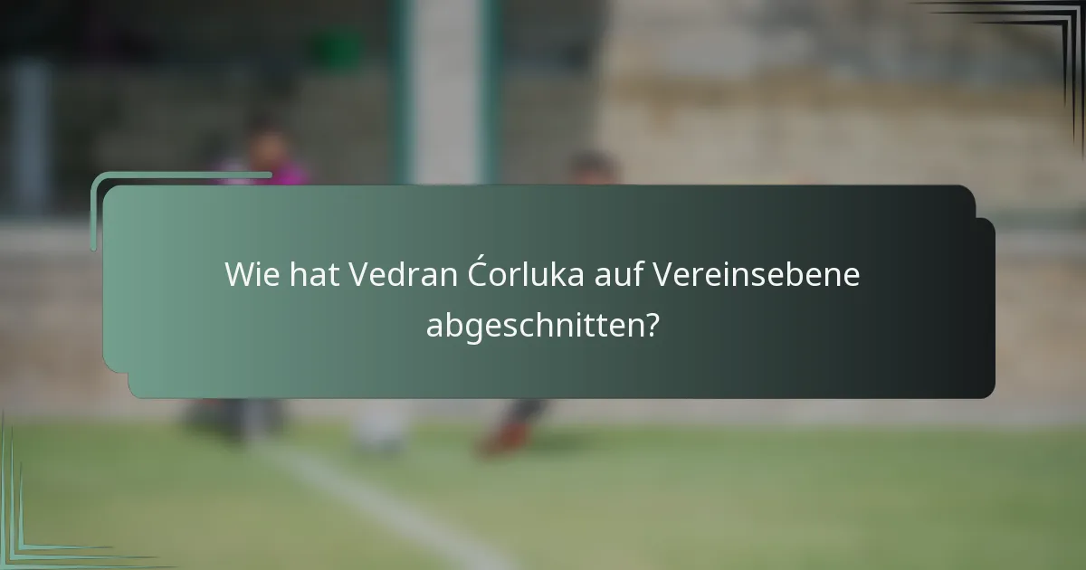 Wie hat Vedran Ćorluka auf Vereinsebene abgeschnitten?