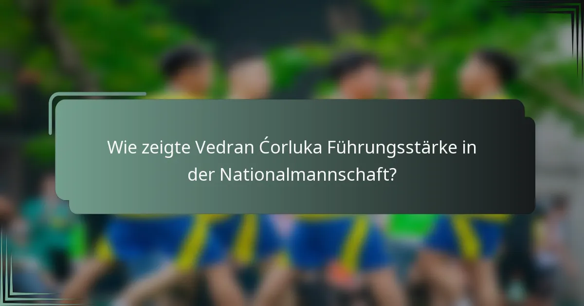 Wie zeigte Vedran Ćorluka Führungsstärke in der Nationalmannschaft?